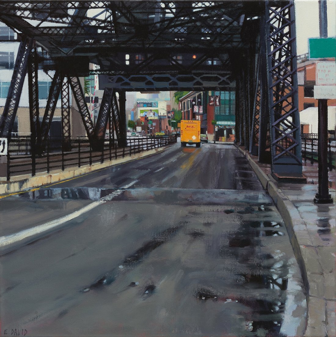 Eileen David "Rain," 2015, oil on canvas, 20 x 20 in.