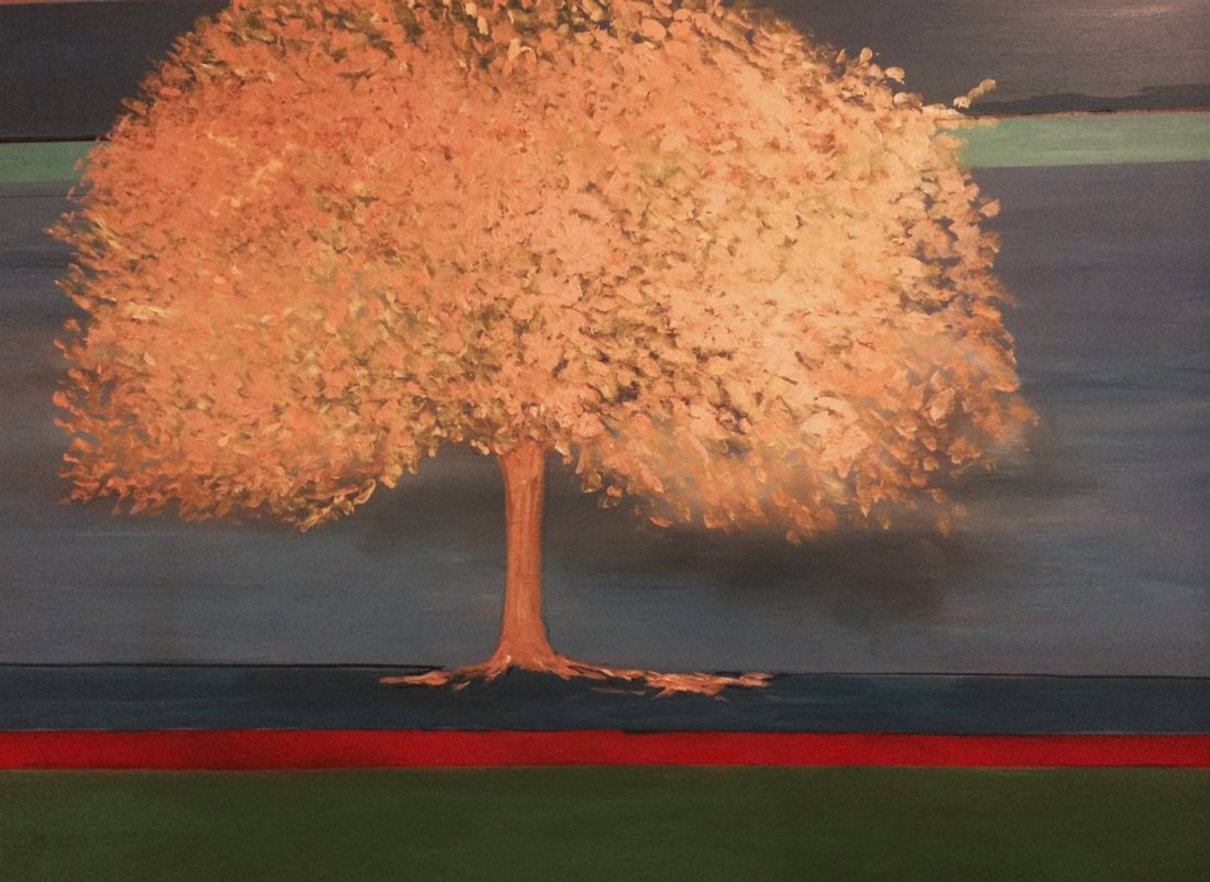 Marlene Fisher, Golden Tree, Oil _ Acrilic on Canvas, 24''x 36''