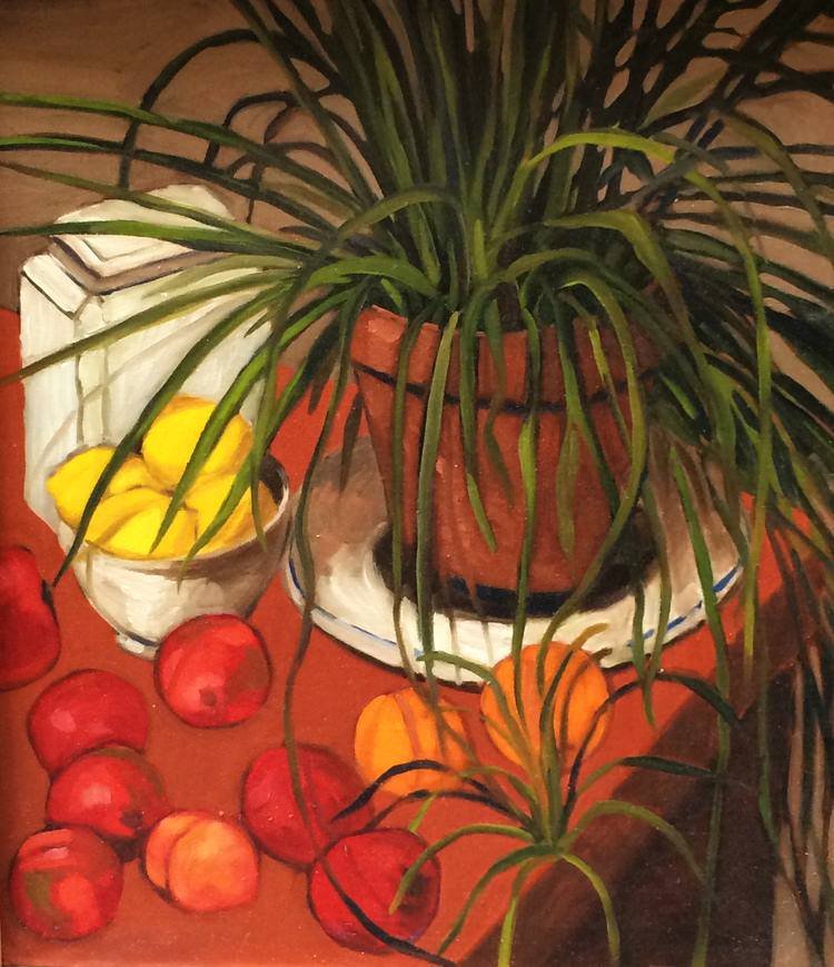 Vincent Torre, Still Life With Spider Plant,Oil on Canvas,24''x30''