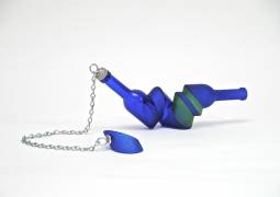 June Diamond, Untitled Blue and Green with Chain, Glass, metal
