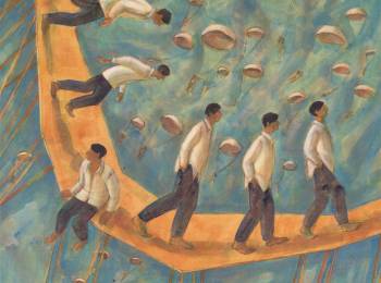 Luz Letts,El Arribo (The Arribal),Acrylic on Canvas,16''x 16''