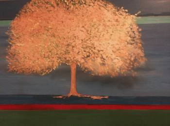 Marlene Fisher, Golden Tree, Oil _ Acrilic on Canvas, 24''x 36''