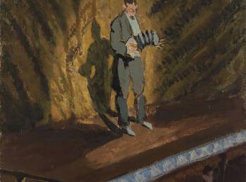 Walter Richard Sickert, “Percy Honri at the Oxford,” ca. 1920. Oil on canvas. Santa Barbara Museum of Art, Gift of Mary and Will Richeson, Jr.